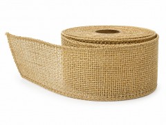 Banda Textila Decorativa din Iuta cu Margine Flexibila din Fir Metalic, 3.5 x 270 cm