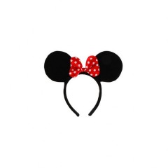 Bentita Minnie Mouse cu urechi si fundita rosie 