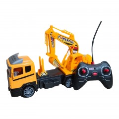 camion cu excavator, masina de santier cu radio comanda, 28 cm, galben
