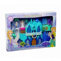 castel de gheata cu lumini si sunete, o figurina Elsa si 8 accesorii, 49 x 35 x 8 m, albastru