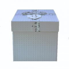 cutie cadou in forma patrata , cu mesaj, gri, 13 cm