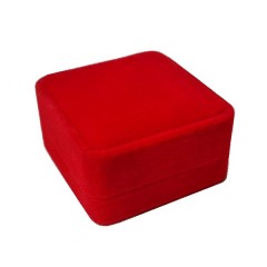 cutie din catifea rosie pentru bijuterii, suport reglabil cu clema metalica de prindere, rosu, 7x7x4 cm
