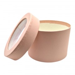 Cutie Rotunda cu Fereastra, 12.5 x 8.5 cm, Finisaj Mat, Roz Pal