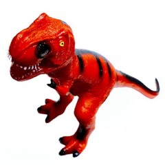 figurina T-Rex, dinozaur din cauciuc cu sunete specifice, 50 cm, rosu, baterii incluse