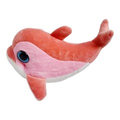 jucarie de plus, delfin cu ochi sticlosi, 24 cm, roz