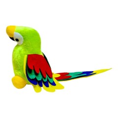 jucarie de plus, Goki, papagal catifelat cu sunete, aripi multicolore si posibilitate de agatare, verde, 20 cm