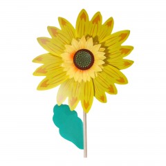 Morisca de vant Floarea Soarelui cu coada din lemn, diametru 40 cm, galben