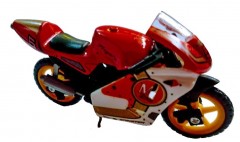 motocicleta metalica cu cric, rosie