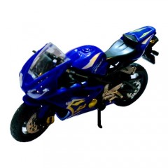 motocicleta metalica cu roti de cauciuc, macheta care vireaza, cric detașabil, 1:18, albastru