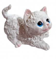 ornament rasina pisica alba, 9x8x6 cm