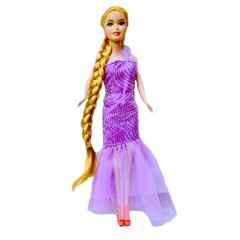 Papusa cu articulatii, Rapunzel cu par lung strans in coada, 30 cm