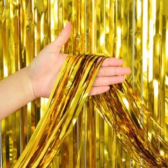 perdea decorativa colorata pentru petrecere, efect holografic, 100x200 cm, auriu