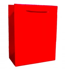 punga de cadou din hartie cartonata, snur textil impletit, rosu 14x18x8 cm