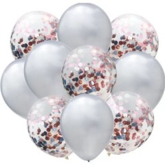 set 10 baloane cu confetti, 30 cm, culoare alb