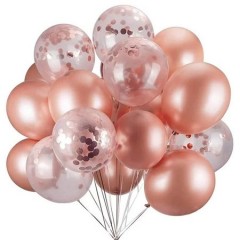 set 10 baloane cu confetti, 30 cm, culoare aramiu
