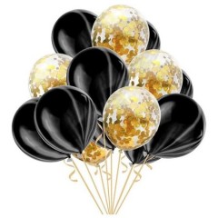 set 10 baloane cu confetti, 30 cm, culoare negru