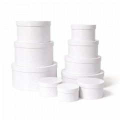 Set 10 Cutii Rotunde Cadou – Carton Premium Mat, Albe