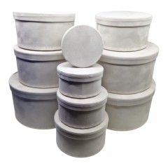 Set 10 Cutii Rotunde din Catifea pentru Flori, Aranjamente și Cadouri, Alb