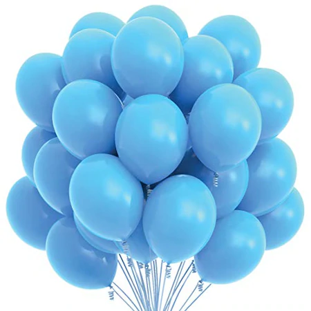 set 100 baloane latex, 25 cm, albastru deschis , macarons