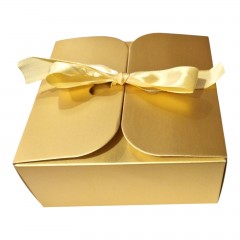 Set 12 Cutii Aurii cu Autoformare și Fundita Asortata, 12x12x5 cm