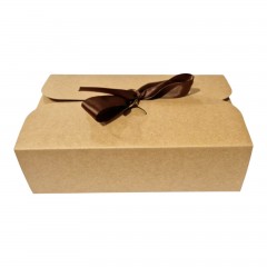 Set 12 Cutii Kraft cu Autoformare și Fundita Maro Inclusa, 21x14x5 cm