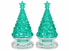 Set 2 Braduti Decorativi Luminosi din Acrilic Premium, Verde-Turcoaz, 13 cm (Baterii Incluse)