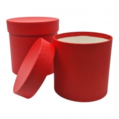 Set 2 Cutii Cilindrice, 12x12 cm și 10.5x10 cm, Finisaj Premium, Rosu Mat