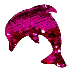 set 20 brelocuri, delfin cu paiete, roz, 8x10 cm