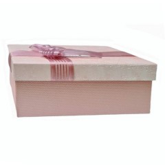set 3 cutii cadou in forma dreptunghiulara, fundita din organza, roz 17.5-22.5 cm