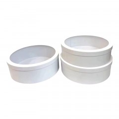 Set 3 Cutii Rotunde din Carton cu Fereastra Transparenta, 40x13.5 cm, Alb