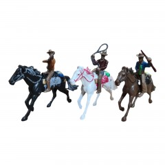 set 3 figurine in miniatura, cowboy cu cal, 11x9 cm