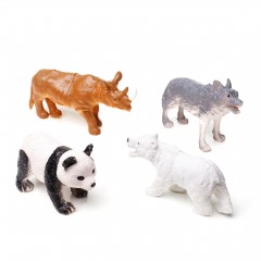 set 4 animale salbatice, urs polar, lup, panda, rinocer, 11-14 cm