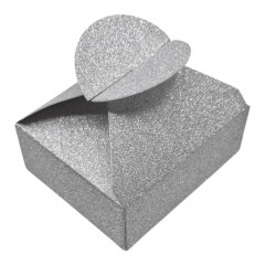Set 4 Cutii Cadou cu Sclipici, 7.5x6.2x3 cm, Argintiu