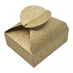 Set 4 Cutii Cadou cu Sclipici, 7.5x6.2x3 cm, Auriu