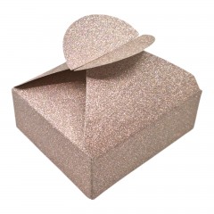 Set 4 Cutii Cadou cu Sclipici, 7.5x6.2x3 cm, Rose Gold