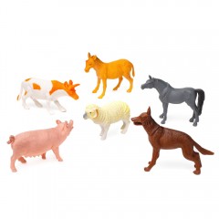 set 6 figurine, animale domestice, porc, vaca, oaie, cal negru, cal maro, magar