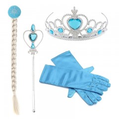Set accesorii regina Elsa - codita, diadema, manusi si bagheta magica