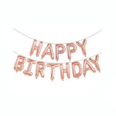 Set baloane folie, Happy Birthday, 340x40 cm, rose gold
