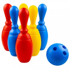 Set Bowling, 6 piese + minge si suport, 23x23x23 cm