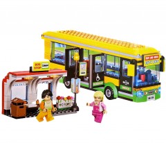 set de constructie, autobuz cu statie auto si 3 figurine, 416 piese