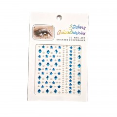 sticker cristale si perle autoadezive, 150 buc, bleu