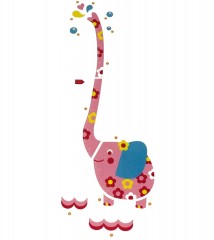 Sticker perete copii - Grafic de crestere elefantel roz