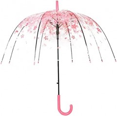 umbrela transparenta in forma de cupola, imprimeu floral, 83 cm, roz