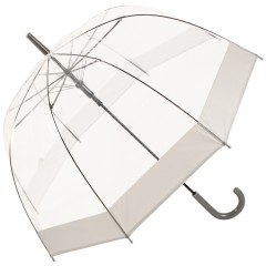 umbrela transparenta in forma de cupola, margine alba, 83 cm