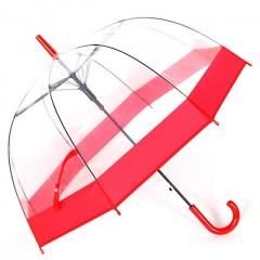 umbrela transparenta in forma de cupola,margine rosie, 83 cm