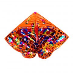 zmeu din material textil, fir cu maner, 2 cozi, fluture, 103x75 cm, portocaliu